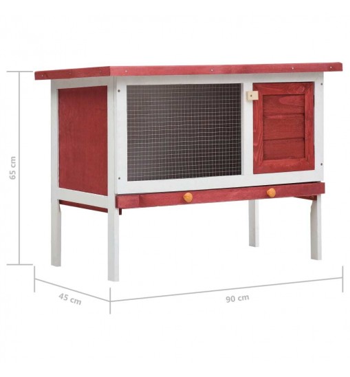 vidaXL Outdoor Rabbit Hutch 1 Layer Red Wood