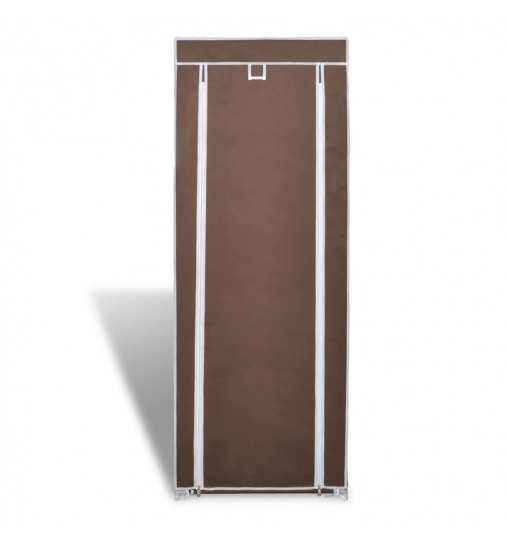 Fabric Shoe Cabinet with Cover 22" x 11" x 64" Brown