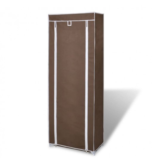 Fabric Shoe Cabinet with Cover 22" x 11" x 64" Brown