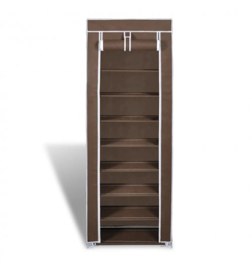 Fabric Shoe Cabinet with Cover 22" x 11" x 64" Brown