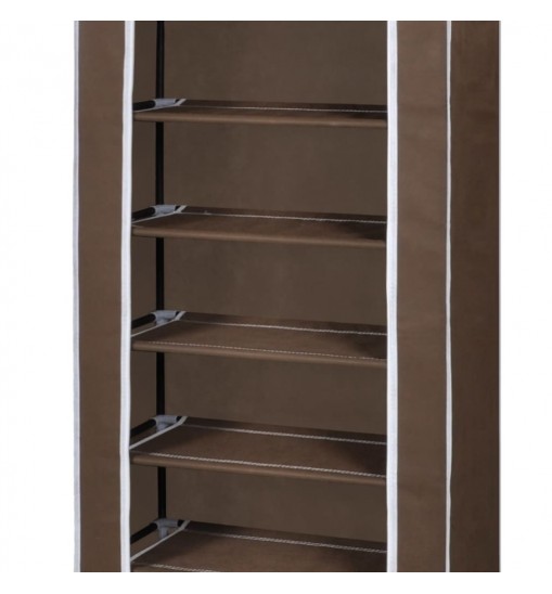 Fabric Shoe Cabinet with Cover 22" x 11" x 64" Brown