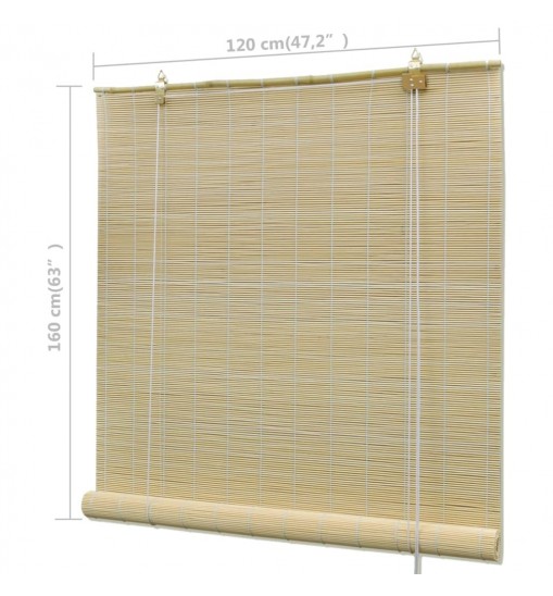 vidaXL Natural Bamboo Roller Blinds 47.2"x63"