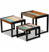 vidaXL Three Piece Nesting Tables Solid Reclaimed Wood