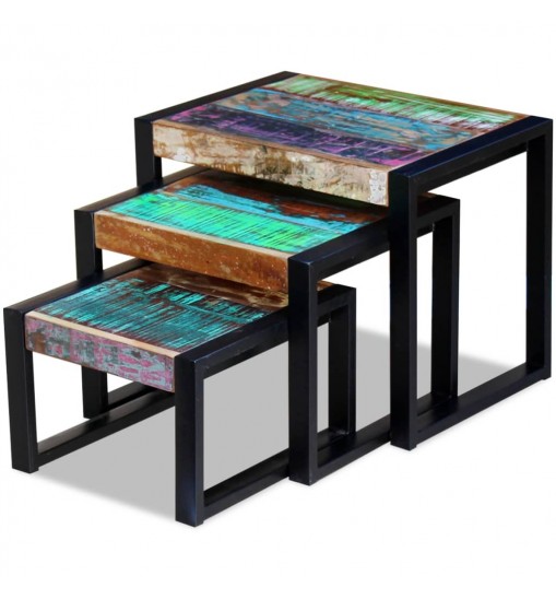 vidaXL Three Piece Nesting Tables Solid Reclaimed Wood