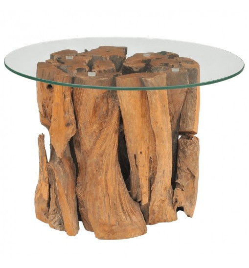 vidaXL Coffee Table Solid Teak Driftwood 23.6"