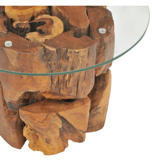 vidaXL Coffee Table Solid Teak Driftwood 23.6"