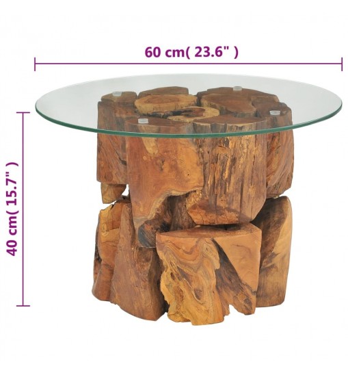 vidaXL Coffee Table Solid Teak Driftwood 23.6"