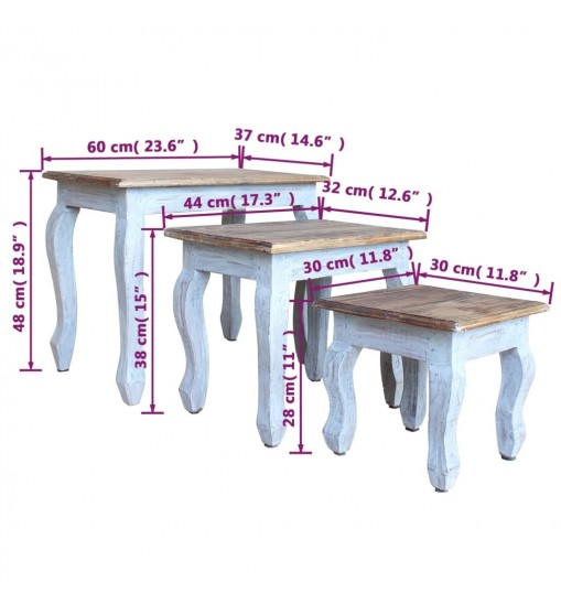 vidaXL Nesting Table Set 3 Pieces Solid Reclaimed Wood