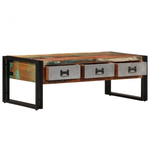 vidaXL Coffee Table with 3 Drawers Solid Reclaimed Wood 39.4"x19.7"x13.8"