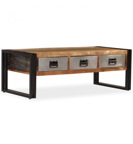 vidaXL Coffee Table with 3 Drawers Solid Reclaimed Wood 39.4"x19.7"x13.8"