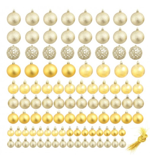 vidaXL 100 Piece Christmas Ball Set 1.2"/1.6"/2.4" Gold