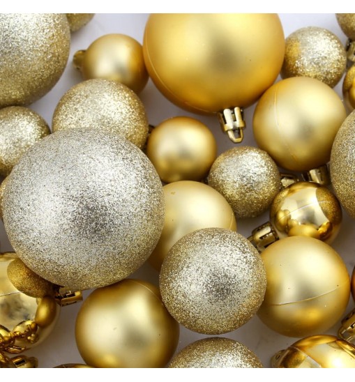 vidaXL 100 Piece Christmas Ball Set 1.2"/1.6"/2.4" Gold