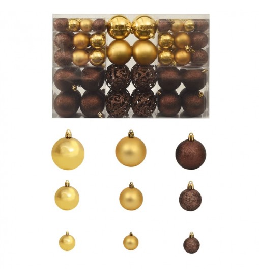 vidaXL 100 Piece Christmas Ball Set 1.2"/1.6"/2.4" Brown/Bronze/Gold