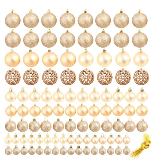 vidaXL 100 Piece Christmas Ball Set 1.2"/1.6"/2.4" Rose/Gold