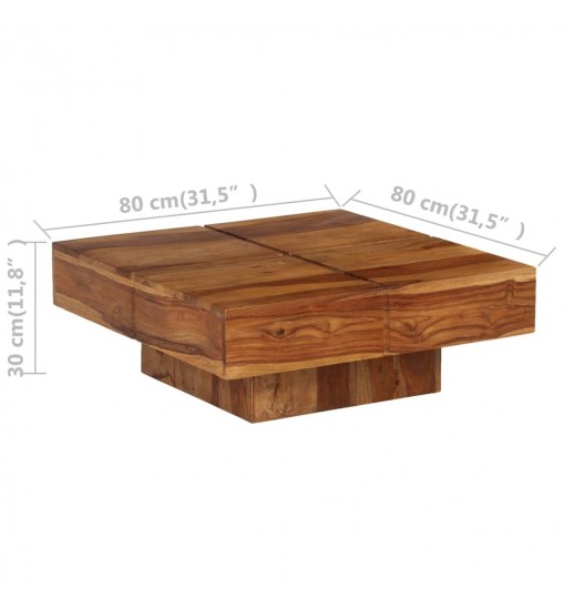 vidaXL Coffee Table 31.5"x31.5"x11.8" Solid Wood Acacia