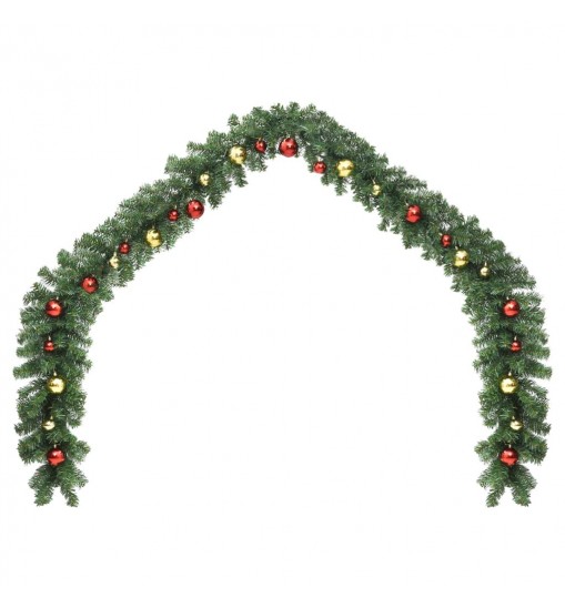 vidaXL Christmas Garland Decorated with Baubles and LED Lights 16 ft