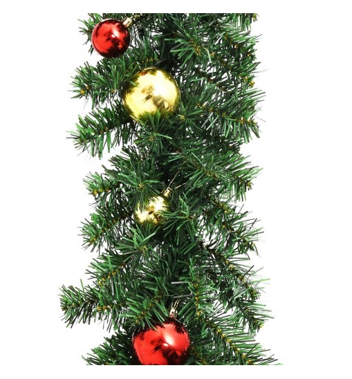 vidaXL Christmas Garland Decorated with Baubles and LED Lights 16 ft