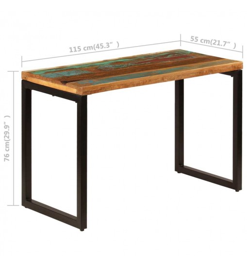 vidaXL Dining Table 45.3"x21.7"x29.9"  Solid Reclaimed Wood and Steel