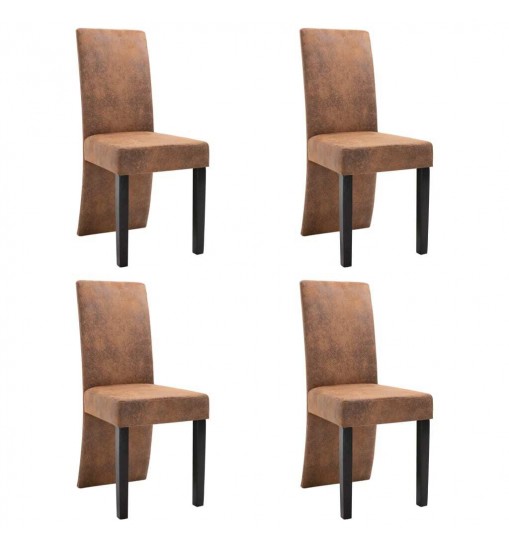 vidaXL Dining Chairs 4 pcs Brown Faux Suede Leather