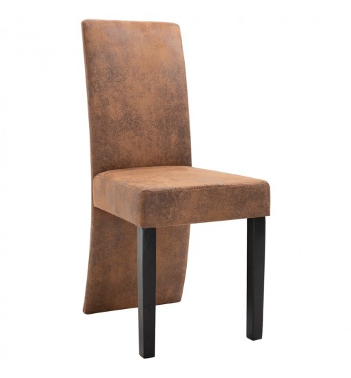 vidaXL Dining Chairs 4 pcs Brown Faux Suede Leather