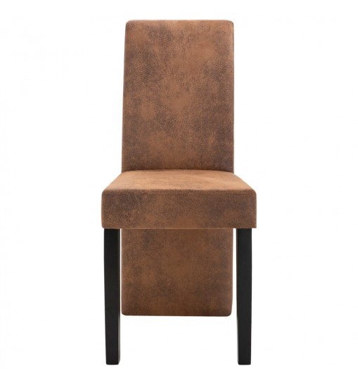 vidaXL Dining Chairs 4 pcs Brown Faux Suede Leather