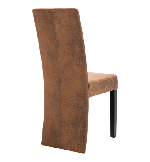 vidaXL Dining Chairs 4 pcs Brown Faux Suede Leather