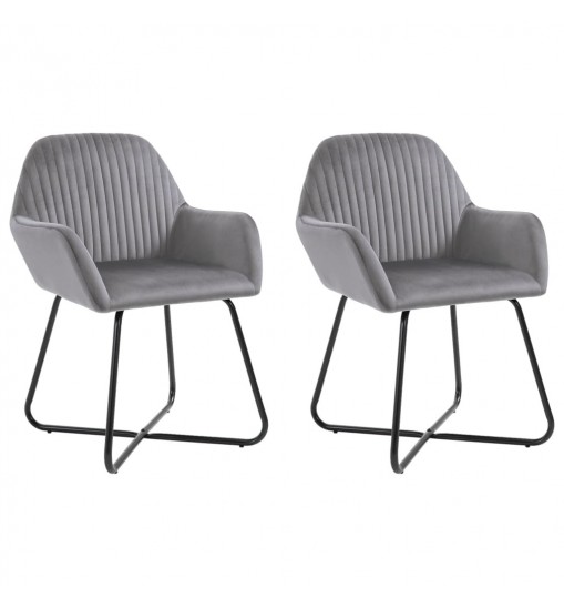 vidaXL Dining Chairs 2 pcs Gray Velvet