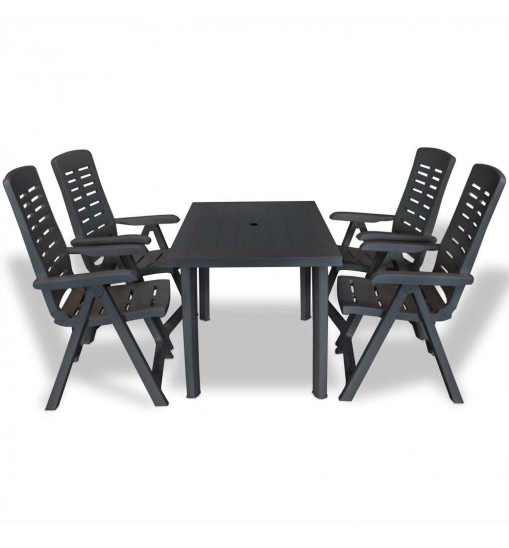 vidaXL 5 Piece Patio Dining Set Plastic Anthracite