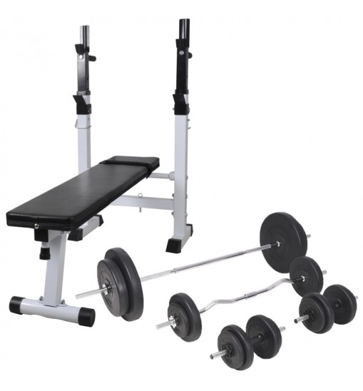 vidaXL Workout Bench with Weight Rack, Barbell and Dumbbell Set198.4 lb