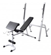 vidaXL Workout Bench with Weight Rack, Barbell and Dumbbell Set 198.4 lb