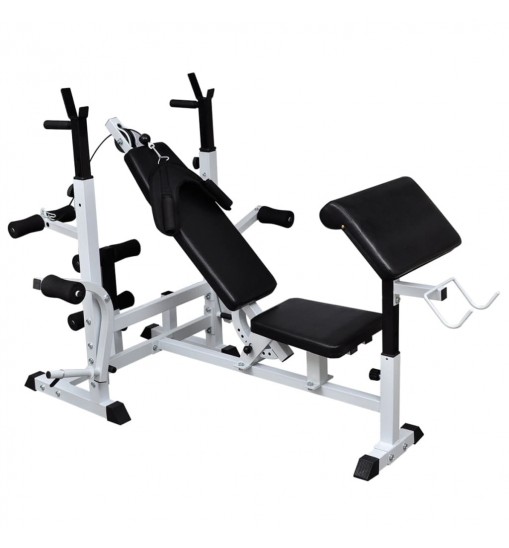 vidaXL Weight Bench with Weight Rack, Barbell and Dumbbell Set 198.4 lb