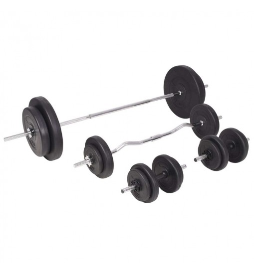 vidaXL Weight Bench with Weight Rack, Barbell and Dumbbell Set 198.4 lb