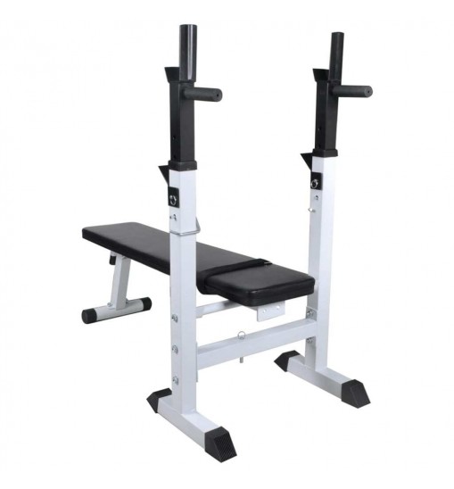 vidaXL Workout Bench with Weight Rack, Barbell and Dumbbell Set 264.6 lb