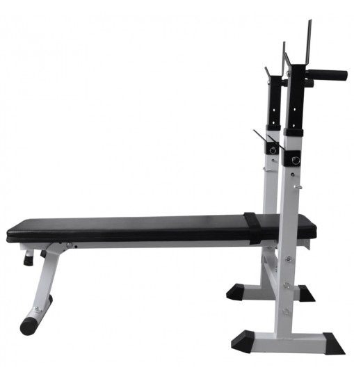 vidaXL Workout Bench with Weight Rack, Barbell and Dumbbell Set 264.6 lb