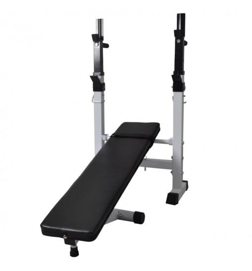 vidaXL Workout Bench with Weight Rack, Barbell and Dumbbell Set 264.6 lb