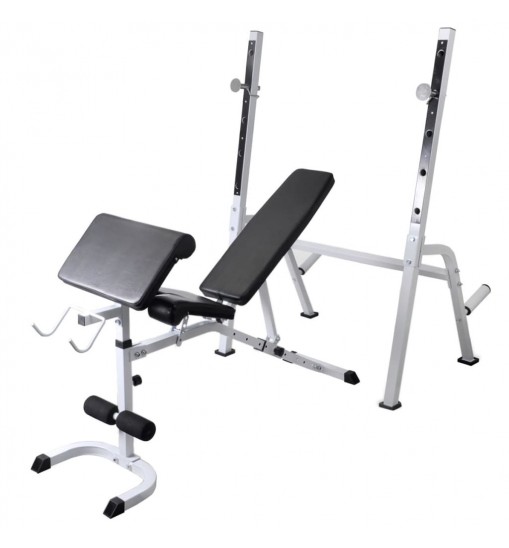 vidaXL Workout Bench with Weight Rack, Barbell and Dumbbell Set 264.6 lb