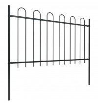 vidaXL Garden Fence with Hoop Top Steel 27.9' Black