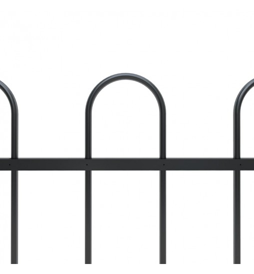 vidaXL Garden Fence with Hoop Top Steel 27.9' Black