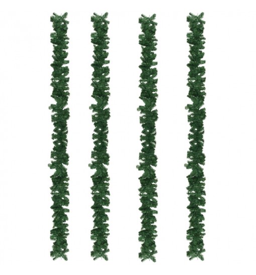 vidaXL Christmas Garlands 4 pcs Green 106.3" PVC