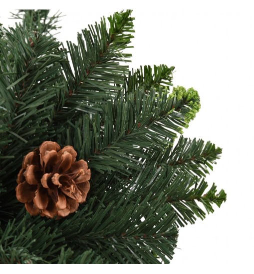 vidaXL Artificial Christmas Tree with Pine Cones Green 7 ft