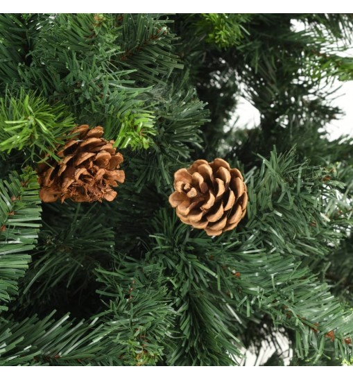 vidaXL Artificial Christmas Tree with Pine Cones Green 7 ft