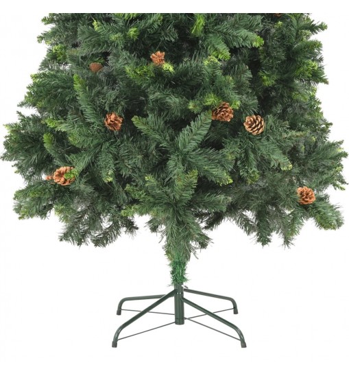 vidaXL Artificial Christmas Tree with Pine Cones Green 7 ft