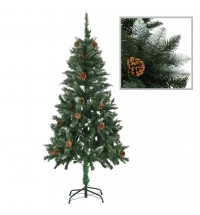 vidaXL Artificial Christmas Tree with Pine Cones and White Glitter 5 ft