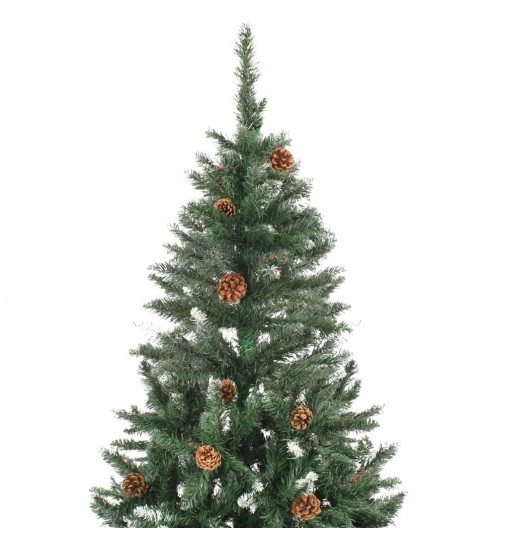 vidaXL Artificial Christmas Tree with Pine Cones and White Glitter 5 ft