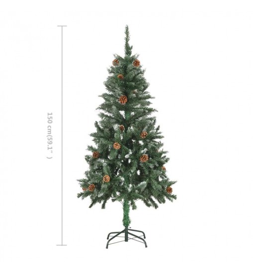 vidaXL Artificial Christmas Tree with Pine Cones and White Glitter 5 ft