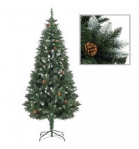 vidaXL Artificial Christmas Tree with Pine Cones and White Glitter 6 ft