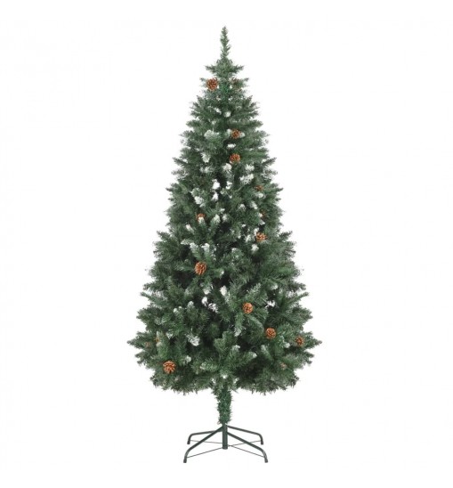 vidaXL Artificial Christmas Tree with Pine Cones and White Glitter 6 ft