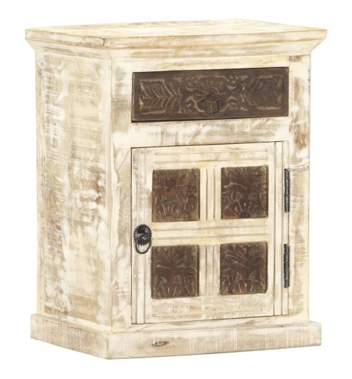 vidaXL Bedside Cabinet White 15.7"x11.8"x19.7" Solid Mango Wood