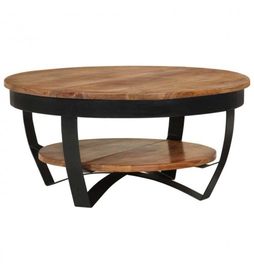 vidaXL Coffee Table 25.6"x25.6"x12.6" Solid Acacia Wood