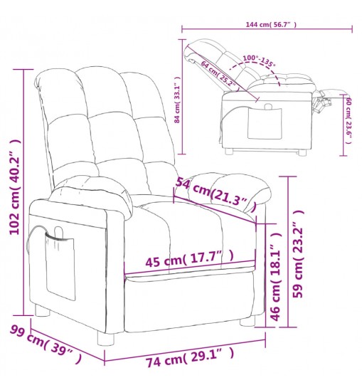 vidaXL Massage Recliner Black Fabric